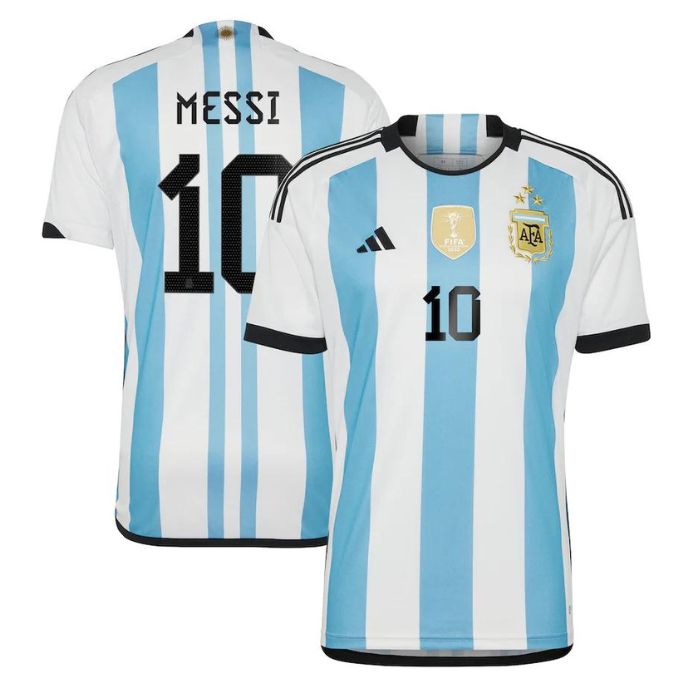 Lionel Messi 10 Argentina National Team Shirt 2022 Winners Home Jersey – White